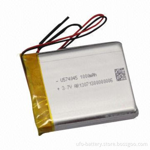 Rechargeable Li-polymer Battery, 1,000mAh Capacity, 3.7V Nominal Voltage and 20g Weight